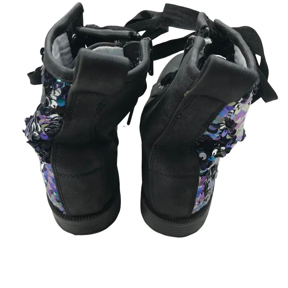Cat And Jack Girls Sparkle Sequins Boots Size 2 Black New Without Tags
